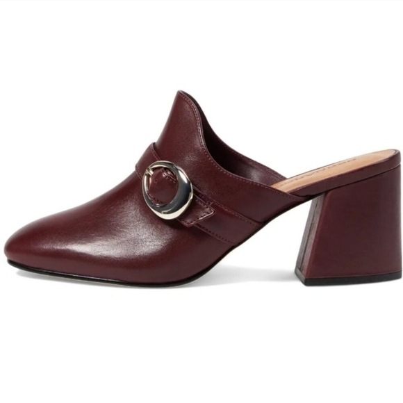 🔹️BERNARDO🔹️ Made In Brazil Leather Natasia Heeled women Mules bordeaux Sz 9.5 - Picture 5 of 7